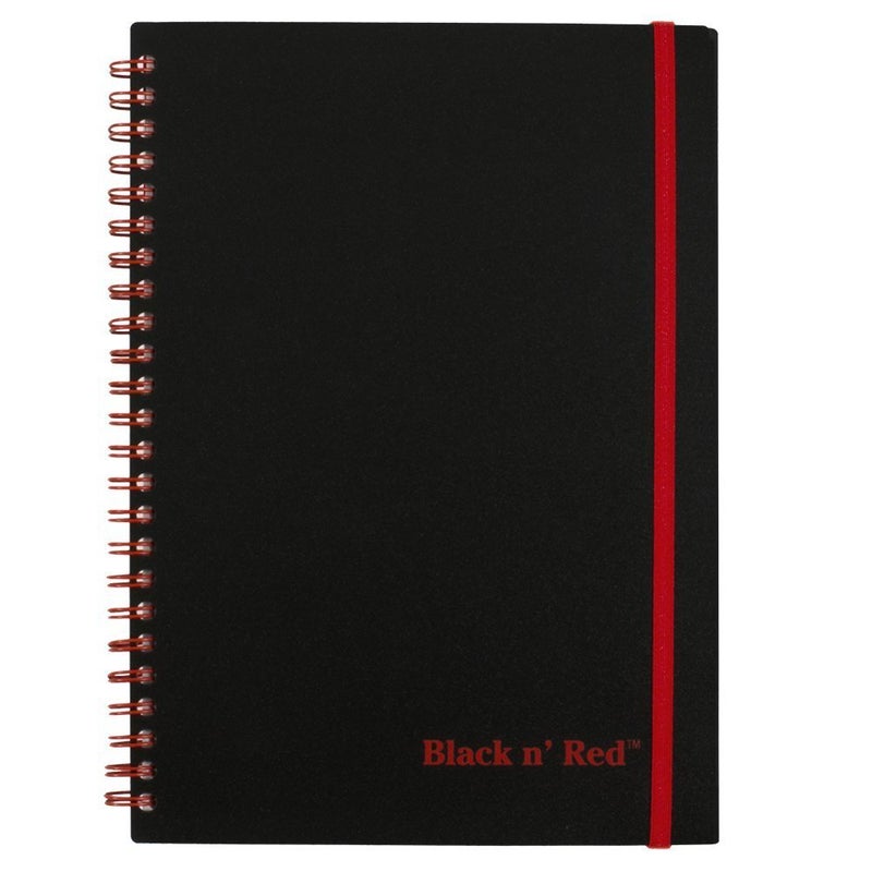 Black n' Red Twin Wire Poly Cover Notebook, 8-1/4" x 5-7/8", Black/Red, 70 Ruled Sheets, Sold as 6 Pack (C67009) - Image 2